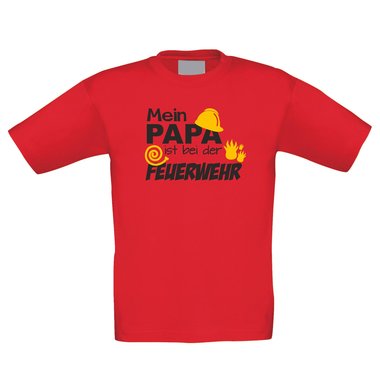 Kinder T-Shirt Feuerwehr-Mein Papa ist bei der Feuerwehr weiss-rot 98-104