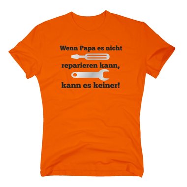 Herren T-Shirt Papa Handwerk - Wenn Papa es nicht reparieren kann, kann es keiner (Werkzeug) weiss-gold XXXL