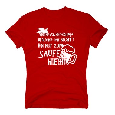 Karneval Shirt - Herren - Karnevalskstum? Brauche ich nicht! Hut und Bier weiss-schwarz XXXL