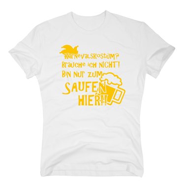 Karneval Shirt - Herren - Karnevalskstum? Brauche ich nicht! Hut und Bier weiss-schwarz XXXL