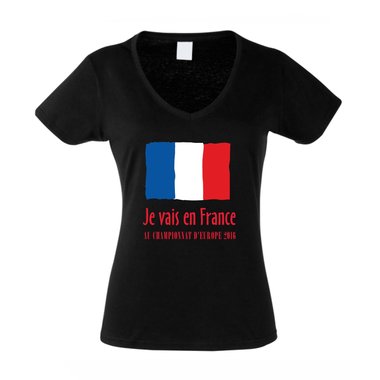 EM Damen T-Shirt V-Neck - Je vais en France - Au championnat dEurope 2016