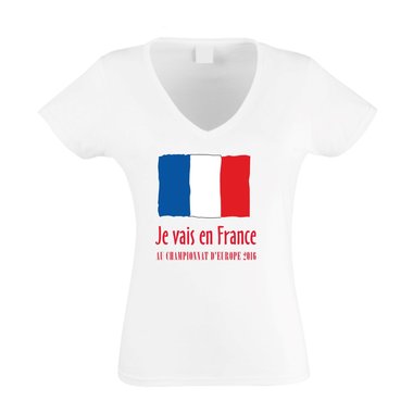 EM Damen T-Shirt V-Neck - Je vais en France - Au championnat dEurope 2016