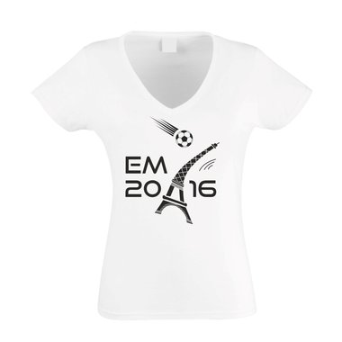Damen T-Shirt V-Neck EM 2016 - Eifelturm