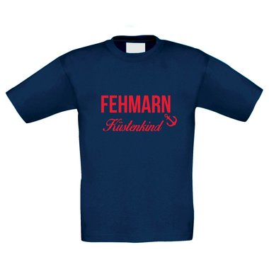 Kinder T-Shirt ? Fehmarn Kstenkind dunkelblau-rot 110-116