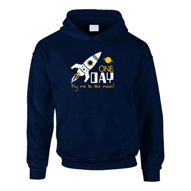 One day fly me to the moon - Kinder Hoodie dunkelblau-gelb 110-116