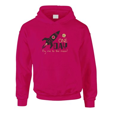 One day fly me to the moon - Kinder Hoodie dunkelblau-gelb 110-116