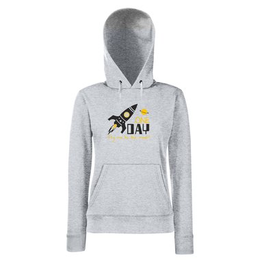 Damen Hoodie - One Day Fly me to the moon schwarz-gold XS