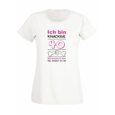 Ich bin knackige 40 - Damen T-Shirt fuchsia-gelb L