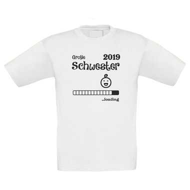 Kinder T-Shirt - Groe Schwester 2019 loading dunkelblau-weiss 122-128