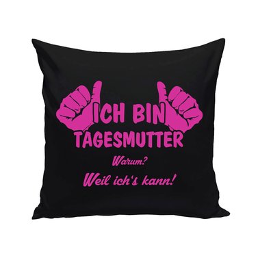 Tagesmutter Kissen - Ich bin Tagesmutter, weil ichs kann weiss-apfelgruen