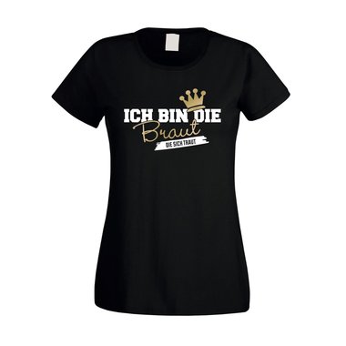 Damen T-Shirts fr JGA - Ich bin die Braut die sich traut weiss-rot XXL