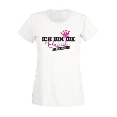 Damen T-Shirts fr JGA - Ich bin die Braut die sich traut weiss-rot XXL