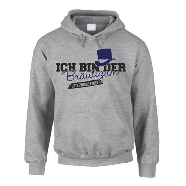 Herren Hoodie - Ich bin der Brutigam, jetzt wirds ernst grau-dunkelblau 5XL