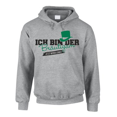 Herren Hoodie - Ich bin der Brutigam, jetzt wirds ernst grau-dunkelblau 5XL