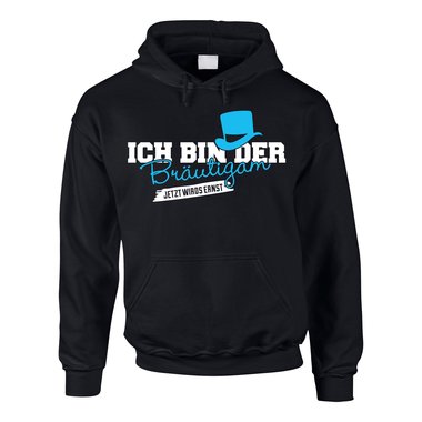 Herren Hoodie - Ich bin der Brutigam, jetzt wirds ernst grau-dunkelblau 5XL