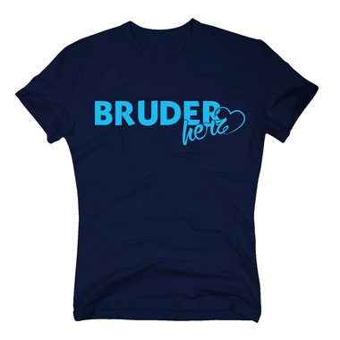 Geschwister T-Shirt Herren - Bruderherz dunkelblau-cyan 4XL