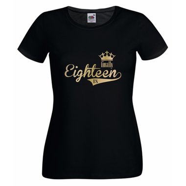 Damen T-Shirt - Finally Eighteen - Endlich 18 weisspink XXL