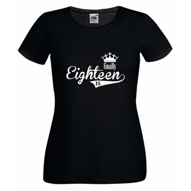 Damen T-Shirt - Finally Eighteen - Endlich 18 weisspink XXL