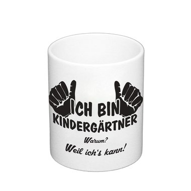 Geschenk fr Erzieher - Kaffeebecher - Ich bin Kindergrtner weiss-apfelgruen