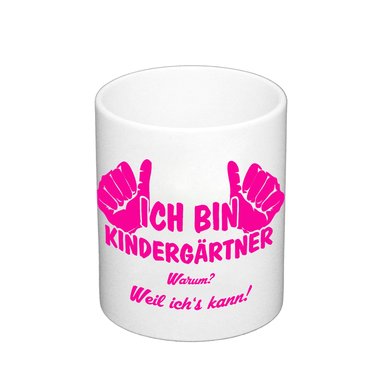 Geschenk fr Erzieher - Kaffeebecher - Ich bin Kindergrtner weiss-apfelgruen