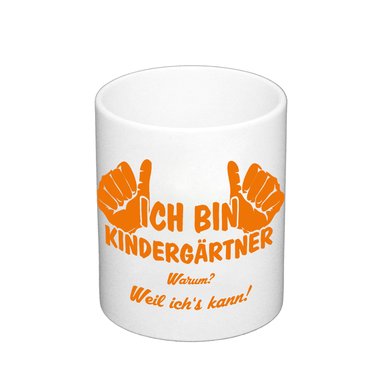 Geschenk fr Erzieher - Kaffeebecher - Ich bin Kindergrtner weiss-apfelgruen