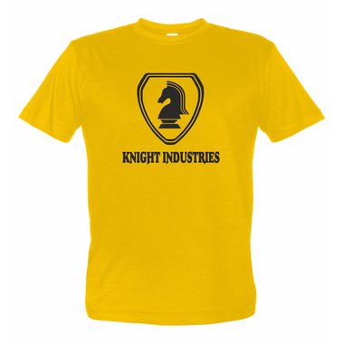 Knight Rider Shirt Herren - KNIGHT INDUSTRIES gelb-schwarz L