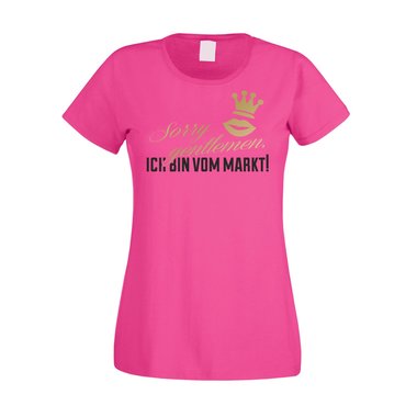 JGA T-Shirt Damen - Sorry Gentlemen ich bin vom Markt fuchsia-gold L