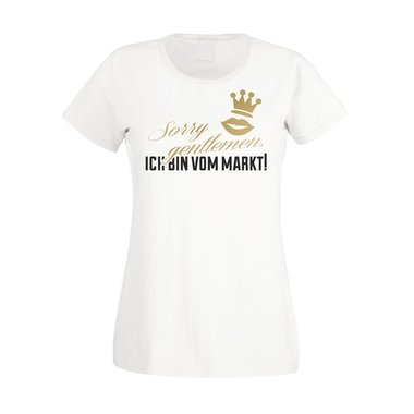 JGA T-Shirt Damen - Sorry Gentlemen ich bin vom Markt fuchsia-gold L