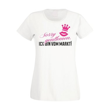 JGA T-Shirt Damen - Sorry Gentlemen ich bin vom Markt fuchsia-gold L