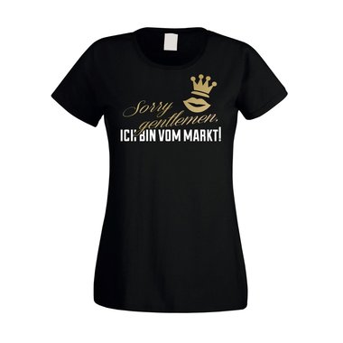 JGA T-Shirt Damen - Sorry Gentlemen ich bin vom Markt fuchsia-gold L