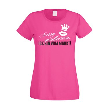 JGA T-Shirt Damen - Sorry Gentlemen ich bin vom Markt fuchsia-gold L