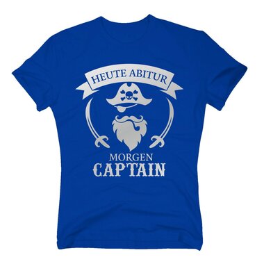 Heute Abitur - Morgen Captain - Herren T-Shirt royalblau-silber S