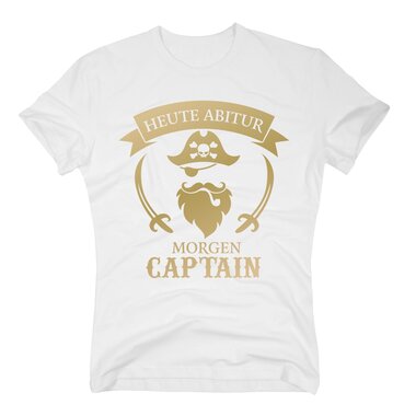 Heute Abitur - Morgen Captain - Herren T-Shirt royalblau-silber S