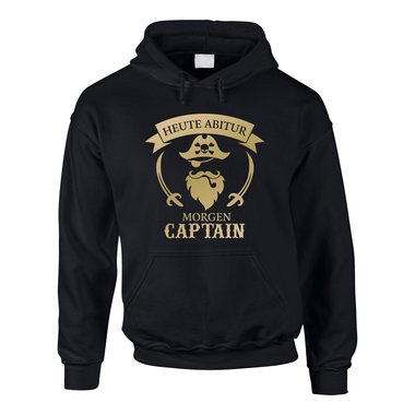 Abipulli - Heute Abitur - Morgen Captain - Herren Hoodie grau-dunkelblau XL