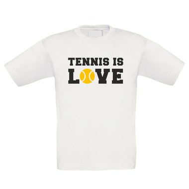 Tennis T-Shirt Kinder - Tennis is Love dunkelblau-cyan 110-116