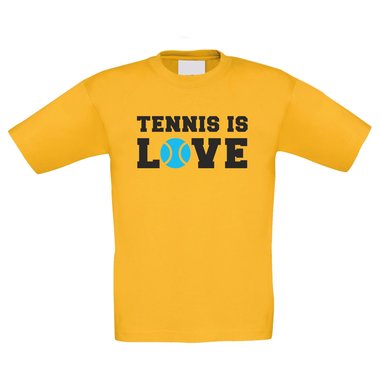 Tennis T-Shirt Kinder - Tennis is Love dunkelblau-cyan 110-116