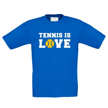 Tennis T-Shirt Kinder - Tennis is Love dunkelblau-cyan 110-116