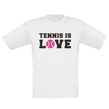 Tennis T-Shirt Kinder - Tennis is Love dunkelblau-cyan 110-116