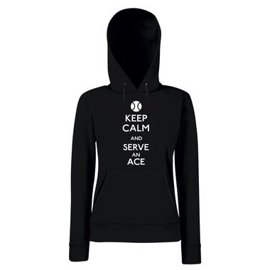 Damen Hoodie Tennis - Keep calm and serve an ace fuchsia-schwarz XS