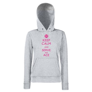 Damen Hoodie Tennis - Keep calm and serve an ace fuchsia-schwarz XS