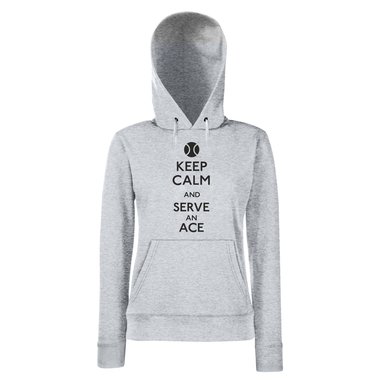 Damen Hoodie Tennis - Keep calm and serve an ace fuchsia-schwarz XS