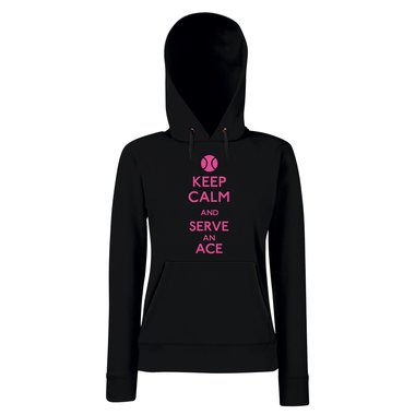 Damen Hoodie Tennis - Keep calm and serve an ace fuchsia-schwarz XS