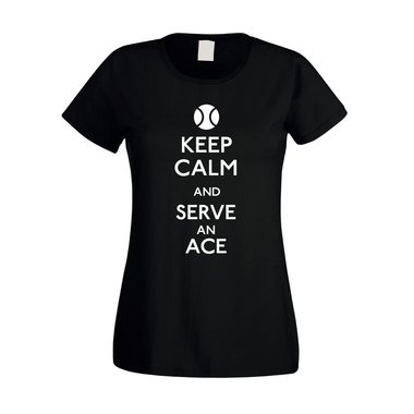 Tennis Shirt - Damen - Keep calm and serve an ace fuchsia-weiss XS