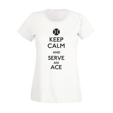 Tennis Shirt - Damen - Keep calm and serve an ace fuchsia-weiss XS