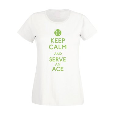 Tennis Shirt - Damen - Keep calm and serve an ace fuchsia-weiss XS