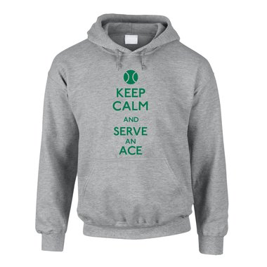 Geschenke fr Tennisspieler - Herren Hoodie - Keep calm and serve an ace grau-dunkelblau XS