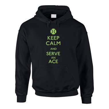 Geschenke fr Tennisspieler - Herren Hoodie - Keep calm and serve an ace grau-dunkelblau XS