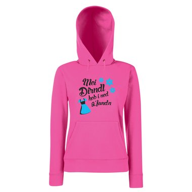 Damen Hoodie - Mei Dirndl hob i ned gfunden fuchsia-cyan XS