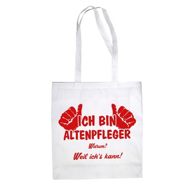 Geschenke fr Altenpfleger - Jutebeutel - Ich bin Altenpfleger, weil ichs kann schwarz-weiss