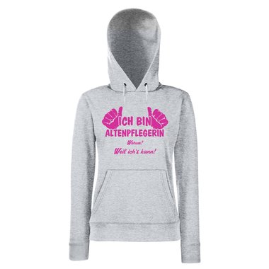 Damen Hoodie - Ich bin Altenpflegerin, weil ichs kann schwarz-weiss L